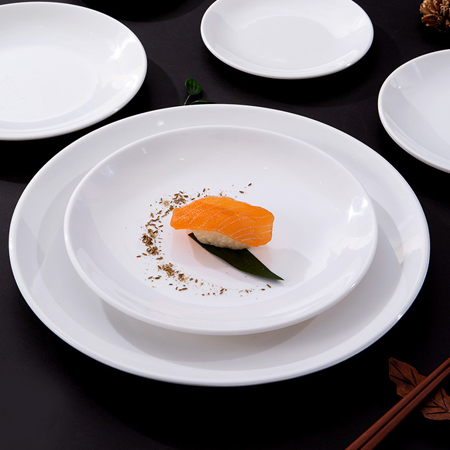 自助餐盤子商用快餐盤美耐皿白色圓盤菜盤碟子骨碟塑料盤子密胺仿瓷餐具